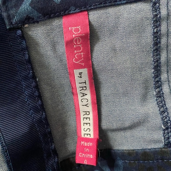 Anthro’ Plenty by Tracy Reese Denim Cutout Fit & Flare Blue Geometric Print Sz 4 - Picture 6 of 7